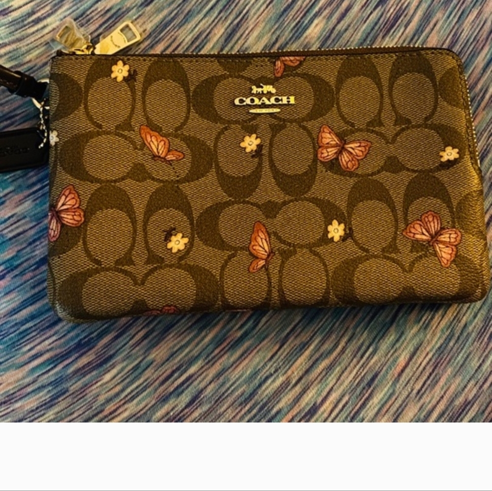 Coach Butterfly double zipper Wristlet